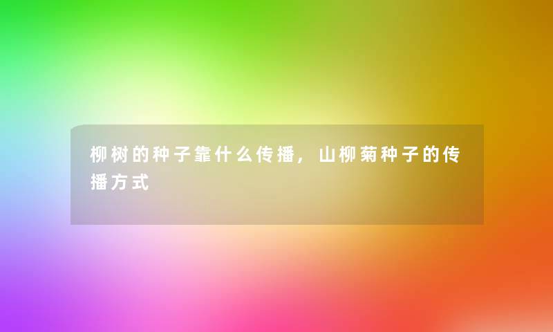 柳树的种子靠什么传播,山柳菊种子的传播方式