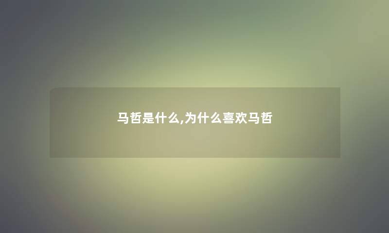 马哲是什么,为什么喜欢马哲 马哲是什么,为什么喜欢马哲