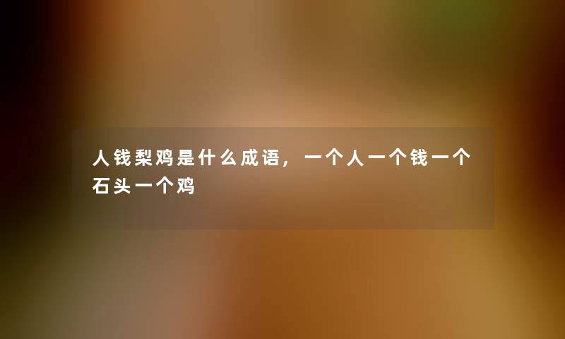 人钱梨鸡是什么成语,一个人一个钱一个石头一个鸡