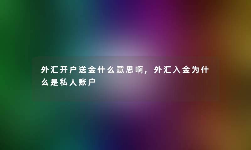 外汇开户送金什么意思啊,外汇入金为什么是私人账户