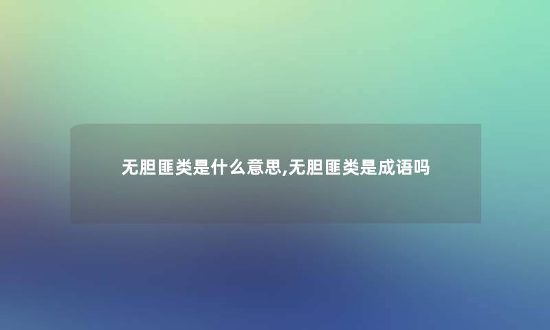 无胆匪类是什么意思,无胆匪类是成语吗