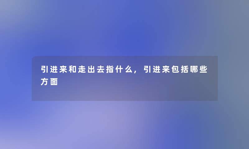 引进来和走出去指什么,引进来包括哪些方面