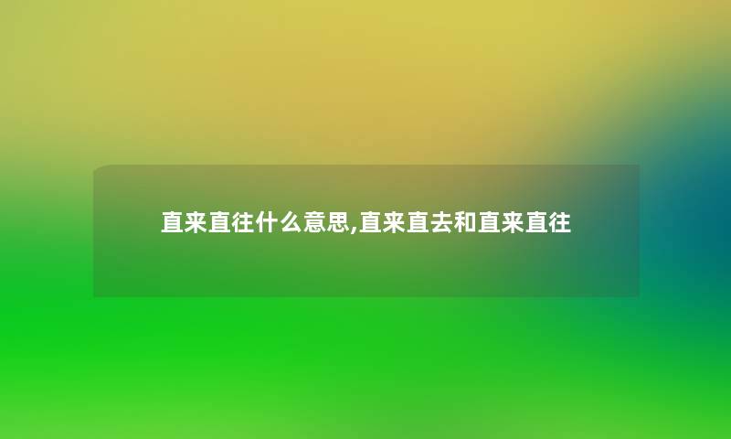 直来直往什么意思,直来直去和直来直往