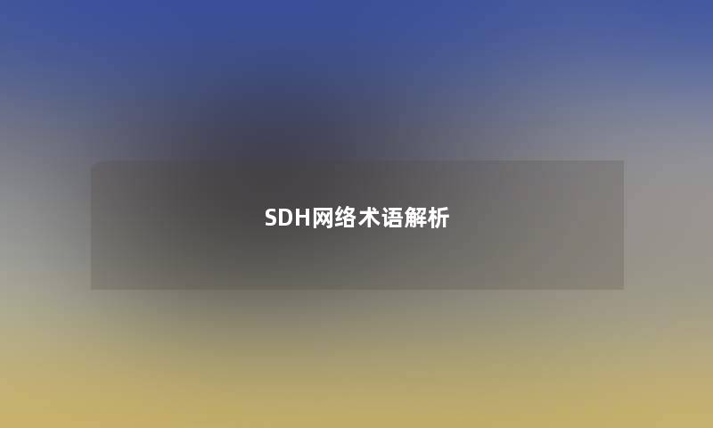 SDH网络术语解析