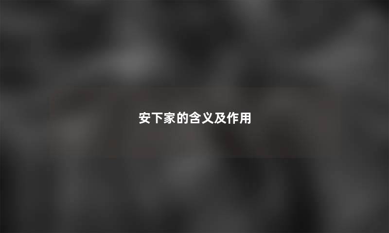 安下家的含义及作用