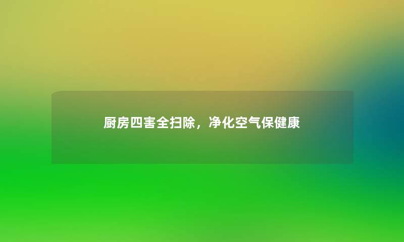 厨房四害全扫除，净化空气保健康