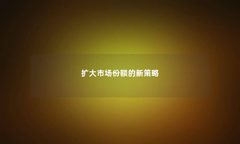 扩大市场份额的新策略