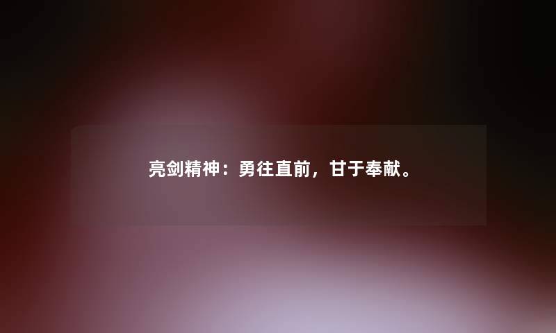 亮剑精神:勇往直前,甘于奉献。 亮剑精神:勇往直前,甘于奉献。