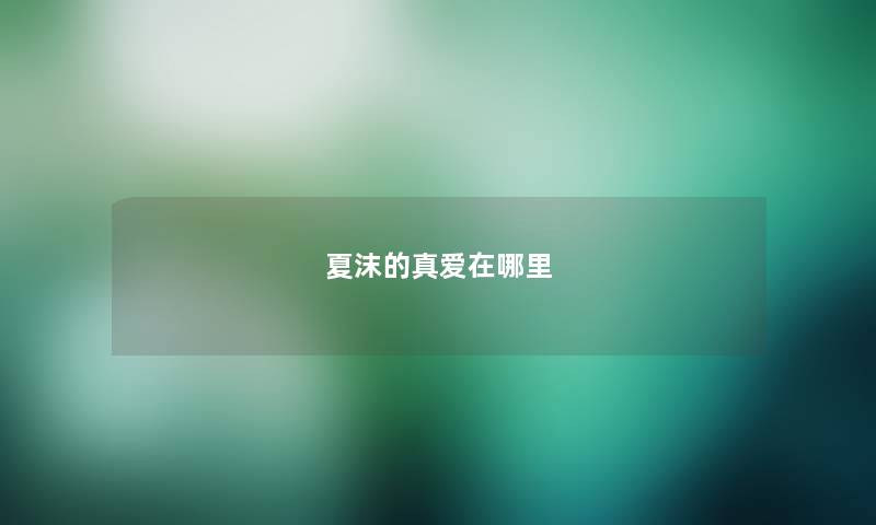 夏沫的真爱在哪里
