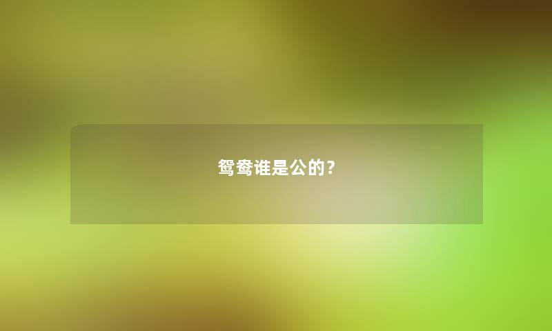 鸳鸯谁是公的？