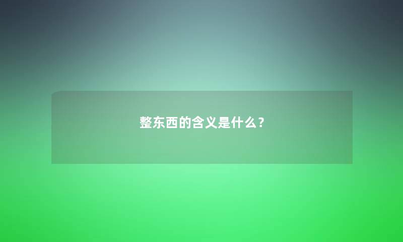 整东西的含义是什么？