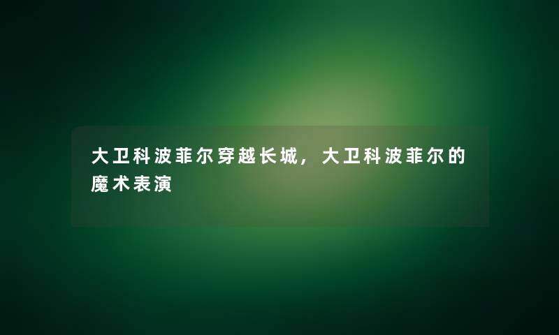 大卫科波菲尔穿越长城,大卫科波菲尔的魔术表演 大卫科波菲尔穿越长城,大卫科波菲尔的魔术表演