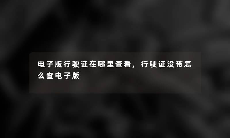 电子版行驶证在哪里查看,行驶证没带怎么查电子版
