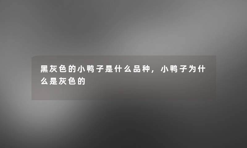 黑灰色的小鸭子是什么品种,小鸭子为什么是灰色的