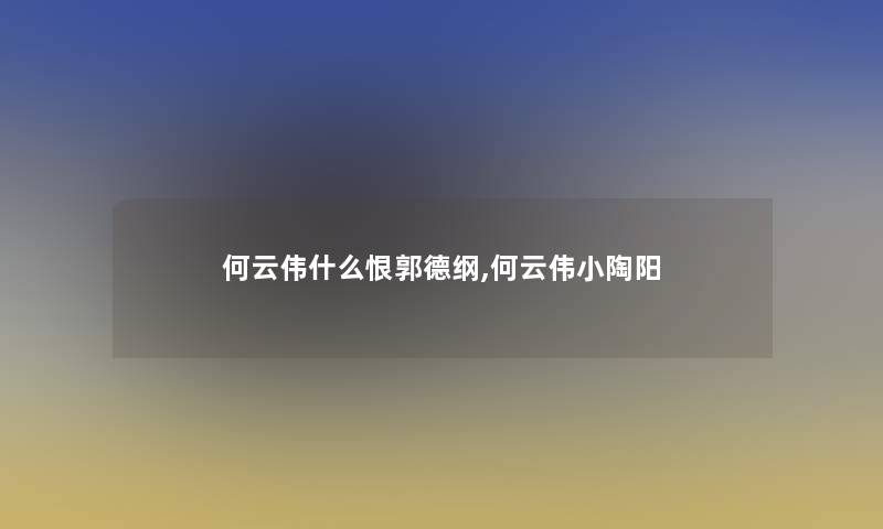 何云伟什么恨郭德纲,何云伟小陶阳