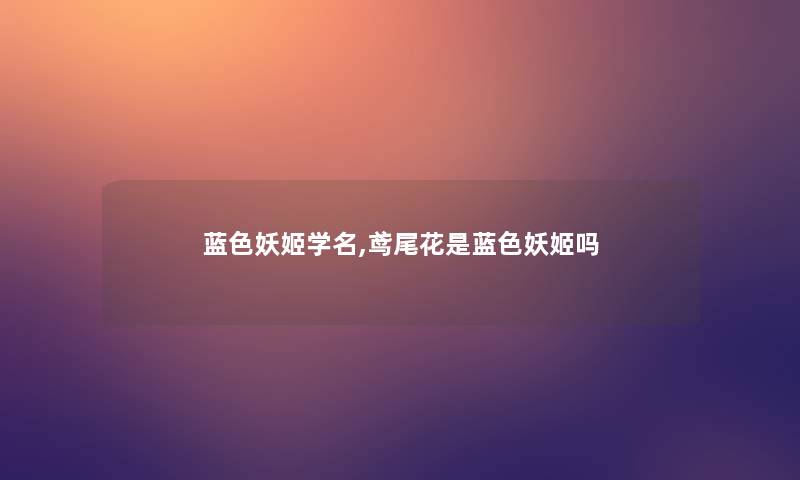蓝色妖姬学名,鸢尾花是蓝色妖姬吗