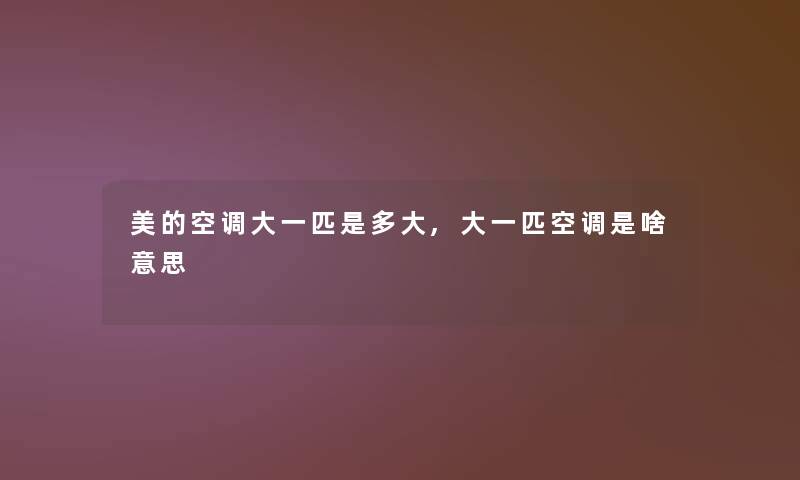 美的空调大一匹是多大,大一匹空调是啥意思