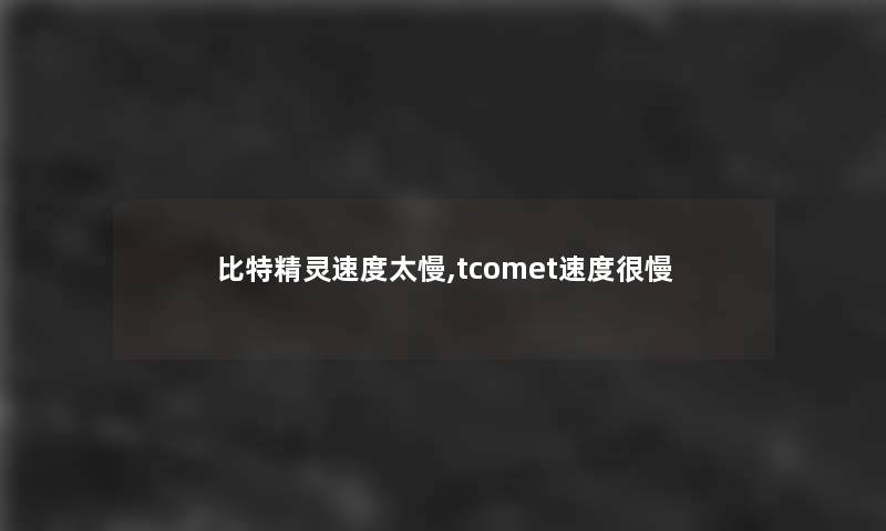 比特精灵速度太慢,tcomet速度很慢