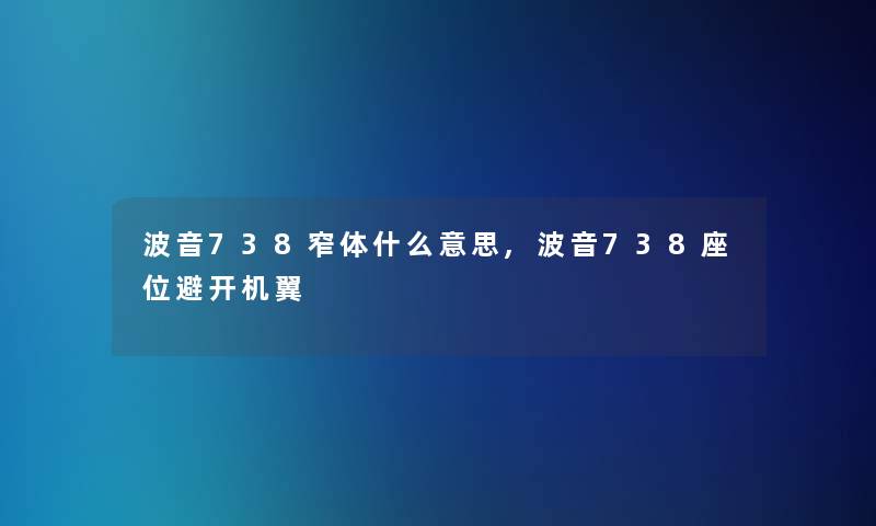 波音738窄体什么意思,波音738座位避开机翼
