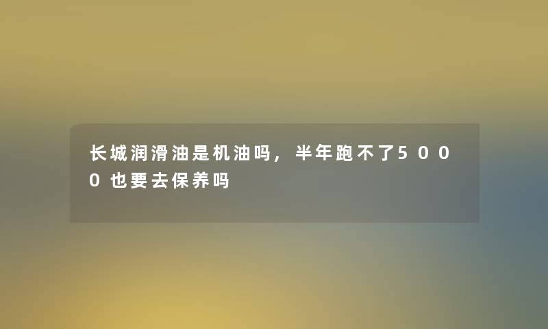 长城润滑油是机油吗,半年跑不了5000也要去保养吗