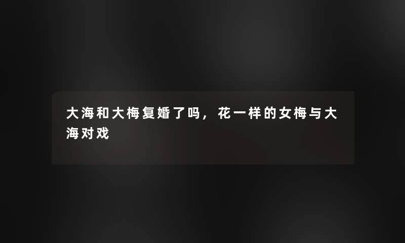 大海和大梅复婚了吗,花一样的女梅与大海对戏