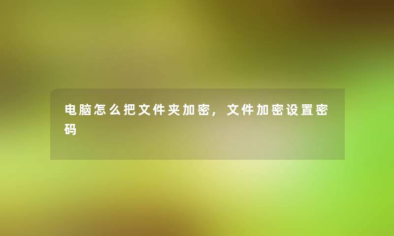 电脑怎么把文件夹加密,文件加密设置密码