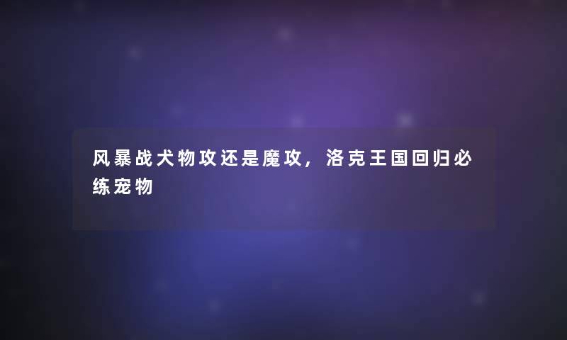 风暴战犬物攻还是魔攻,洛克王国回归必练宠物 风暴战犬物攻还是魔攻,洛克王国回归必练宠物