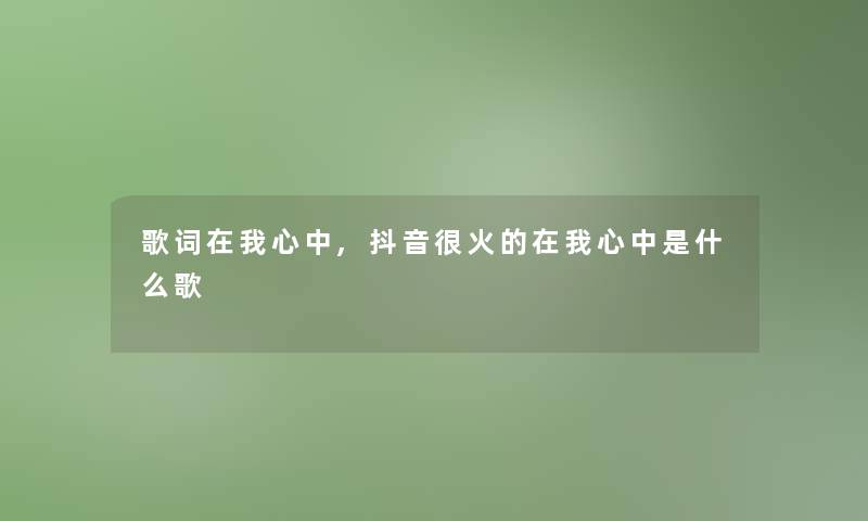 歌词在我心中,抖音很火的在我心中是什么歌