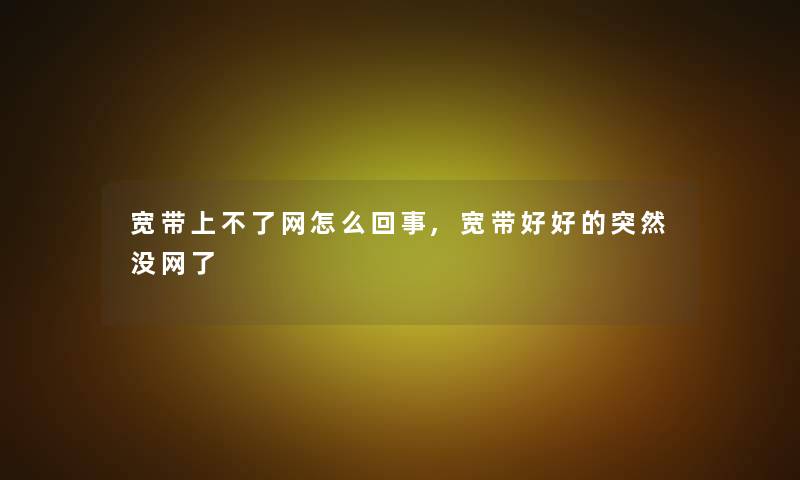 宽带上不了网怎么回事,宽带好好的突然没网了