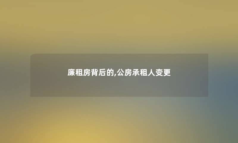 廉租房背后的,公房承租人变更