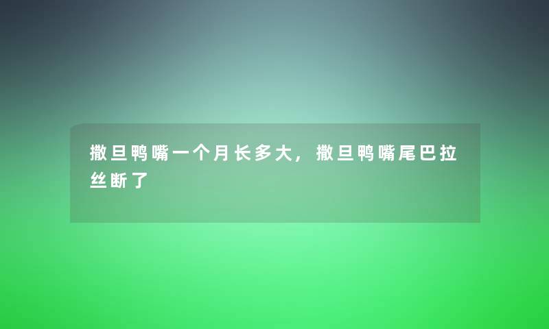 撒旦鸭嘴一个月长多大,撒旦鸭嘴尾巴拉丝断了