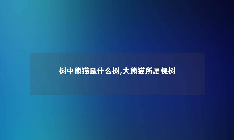 树中熊猫是什么树,大熊猫所属棵树 树中熊猫是什么树,大熊猫所属棵树