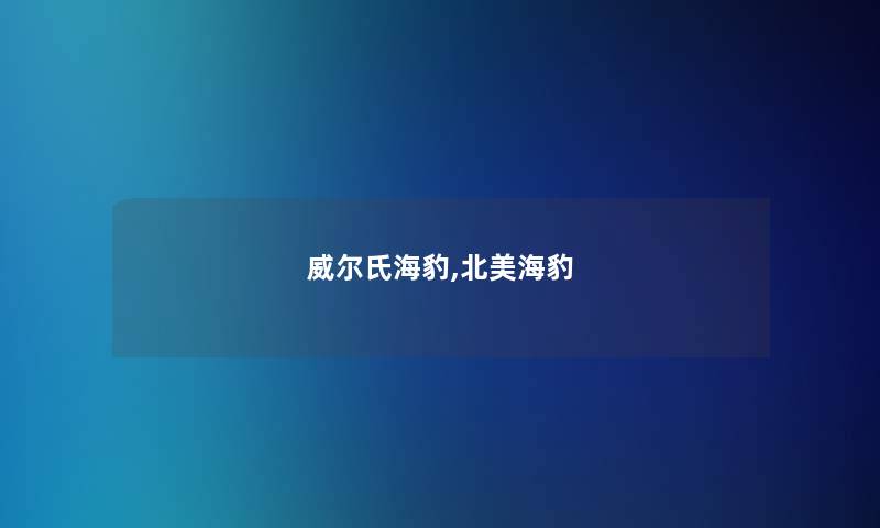 威尔氏海豹,北美海豹 威尔氏海豹,北美海豹