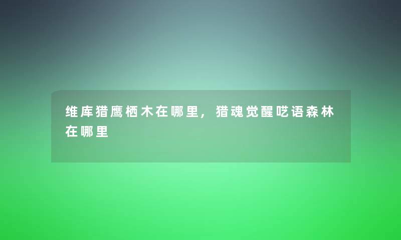 维库猎鹰栖木在哪里,猎魂觉醒呓语森林在哪里