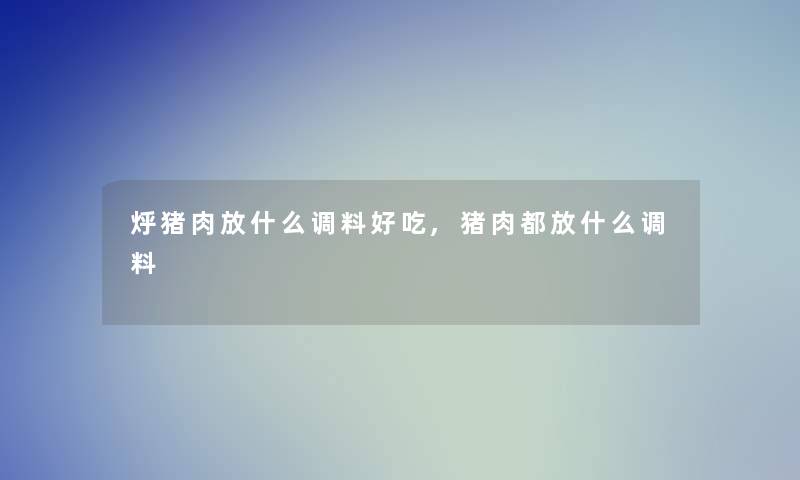 烀猪肉放什么调料好吃,猪肉都放什么调料