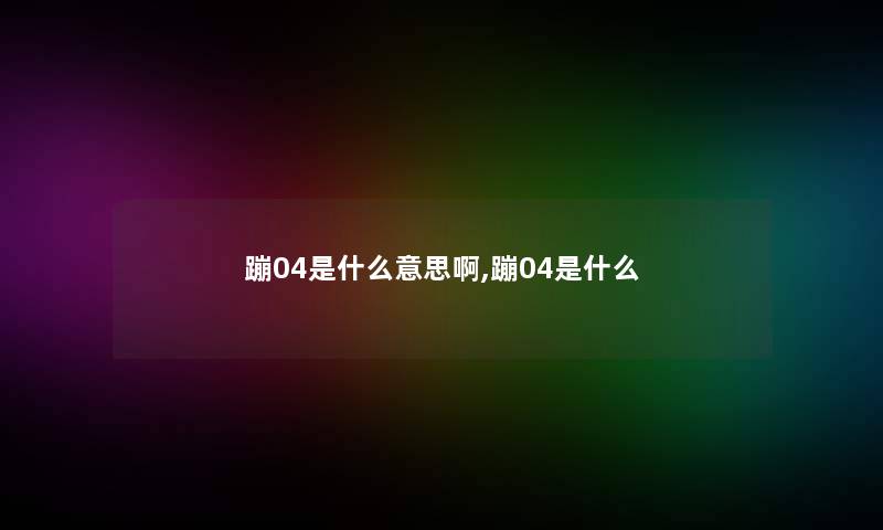 蹦04是什么意思啊,蹦04是什么 蹦04是什么意思啊,蹦04是什么