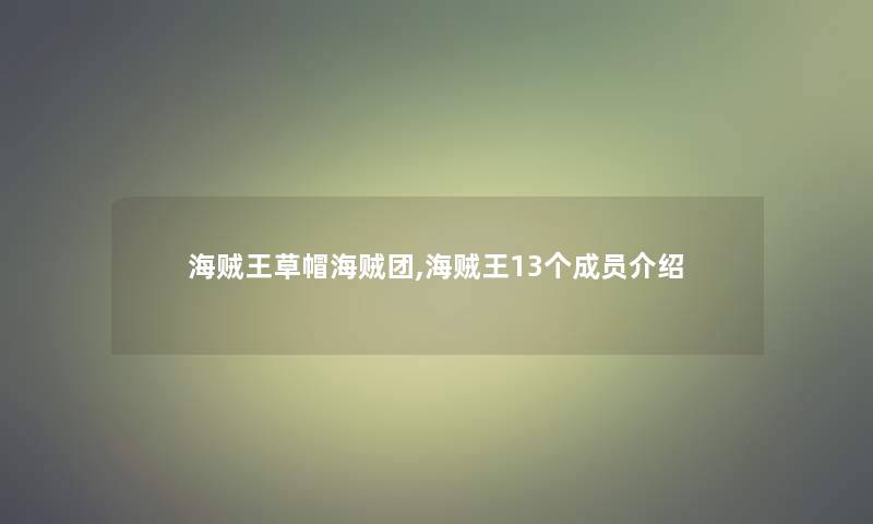 海贼王草帽海贼团,海贼王13个成员介绍 海贼王草帽海贼团,海贼王13个成员介绍