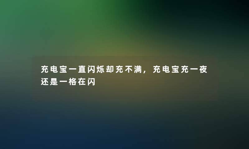 充电宝一直闪烁却充不满,充电宝充一夜还是一格在闪 充电宝一直闪烁却充不满,充电宝充一夜还是一格在闪