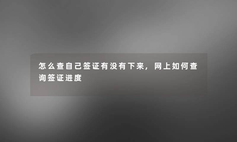 怎么查自己签证有没有下来,网上如何查阅签证进度 怎么查自己签证有没有下来,网上如何查阅签证进度