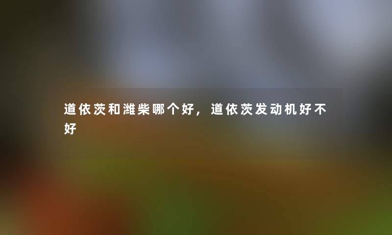 道依茨和潍柴哪个好,道依茨发动机好不好 道依茨和潍柴哪个好,道依茨发动机好不好