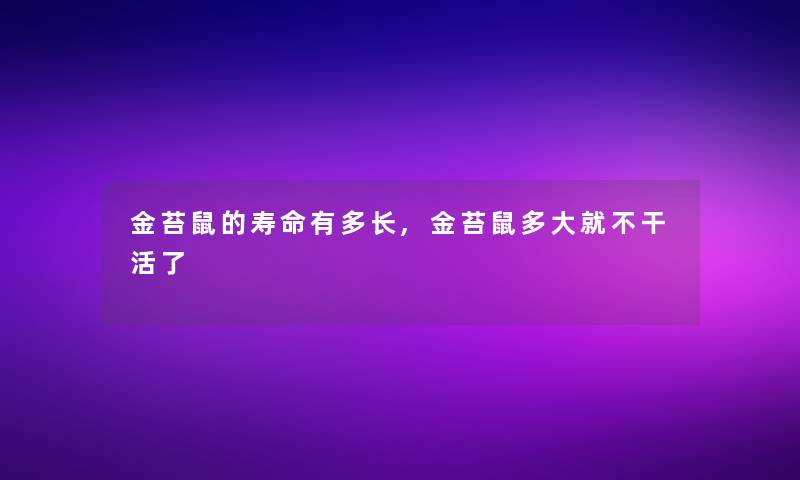 金苔鼠的寿命有多长,金苔鼠多大就不干活了 金苔鼠的寿命有多长,金苔鼠多大就不干活了