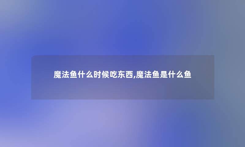 魔法鱼什么时候吃东西,魔法鱼是什么鱼 魔法鱼什么时候吃东西,魔法鱼是什么鱼