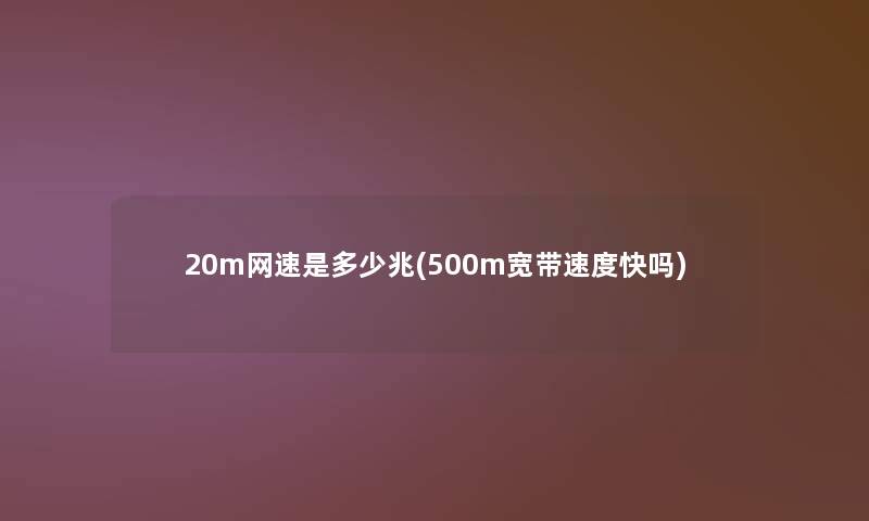 20m网速是多少兆(500m宽带速度快吗) 20m网速是多少兆(500m宽带速度快吗)