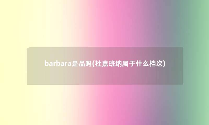 barbara是品吗(杜嘉班纳属于什么档次)