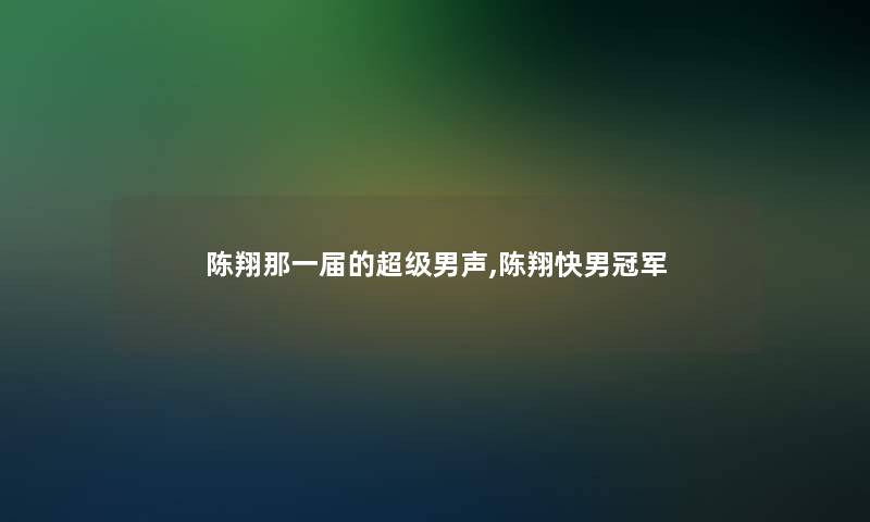 陈翔那一届的超级男声,陈翔快男冠军 陈翔那一届的超级男声,陈翔快男冠军