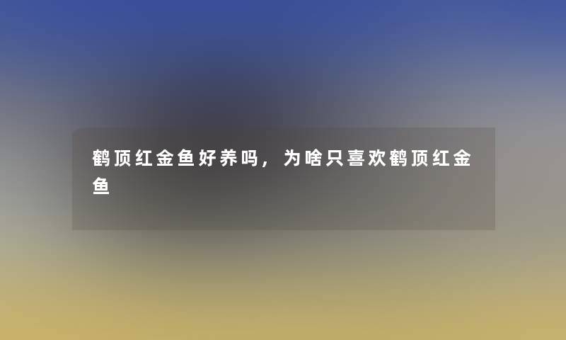 鹤顶红金鱼好养吗,为啥只喜欢鹤顶红金鱼 鹤顶红金鱼好养吗,为啥只喜欢鹤顶红金鱼