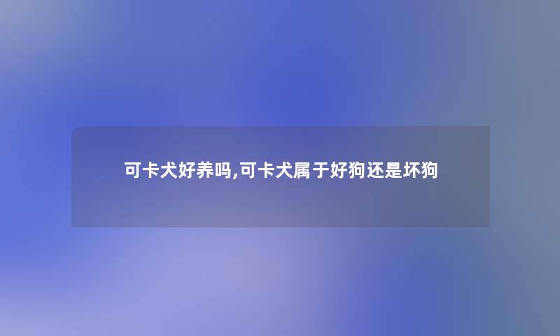 可卡犬好养吗,可卡犬属于好狗还是坏狗 可卡犬好养吗,可卡犬属于好狗还是坏狗