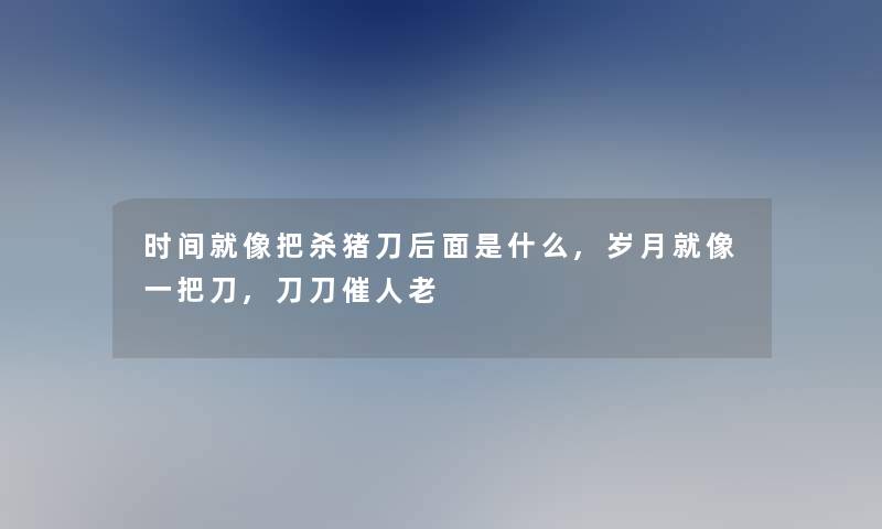 时间就像把杀猪刀后面是什么,岁月就像一把刀,刀刀催人老 时间就像把杀猪刀后面是什么,岁月就像一把刀,刀刀催人老