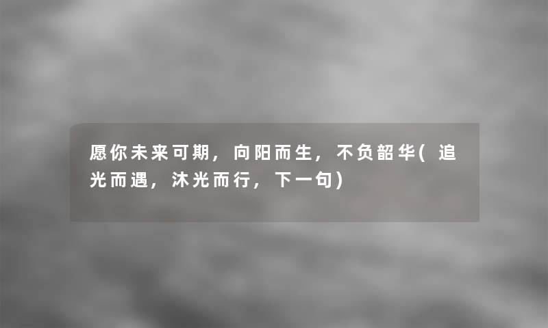 愿你未来可期,向阳而生,不负韶华(追光而遇,沐光而行,下一句) 愿你未来可期,向阳而生,不负韶华(追光而遇,沐光而行,下一句)