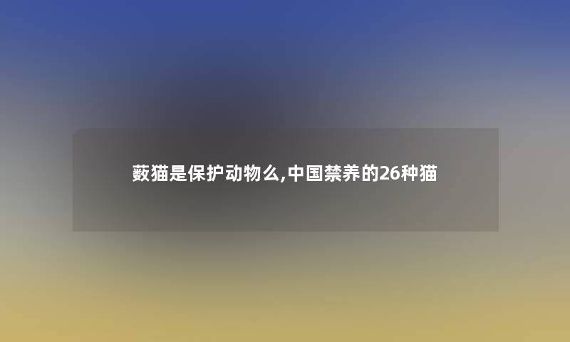 薮猫是保护动物么,中国禁养的26种猫